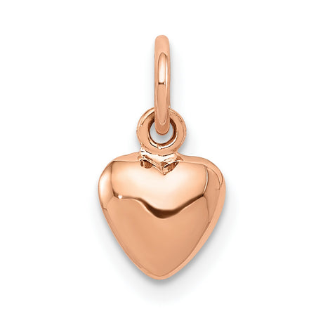 14k Rose Gold Heart Charm Pendant, Smooth Polished Finish, Romantic Jewelry for Women