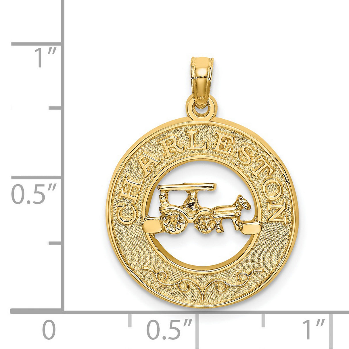 14k Yellow Gold Carriage Pendant with Cutout Horse Design, Southern Heritage Charm