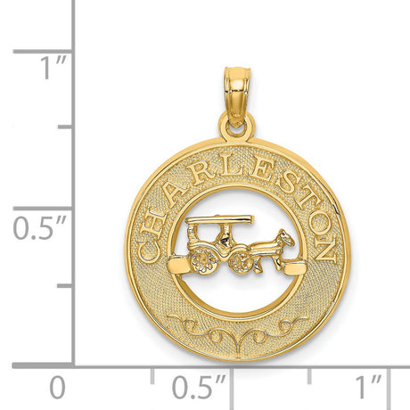14k Yellow Gold Carriage Pendant with Cutout Horse Design, Southern Heritage Charm