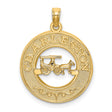 14k Yellow Gold Carriage Pendant with Cutout Horse Design, Southern Heritage Charm