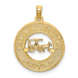 14k Yellow Gold Carriage Pendant with Cutout Horse Design, Southern Heritage Charm