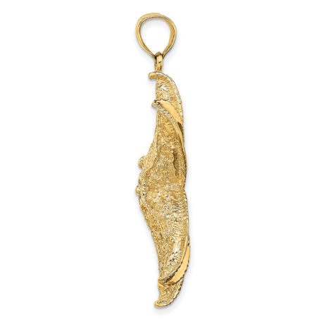 14k Yellow Gold Starfish Pendant, Textured Nautical Design, Ocean Motif for Women