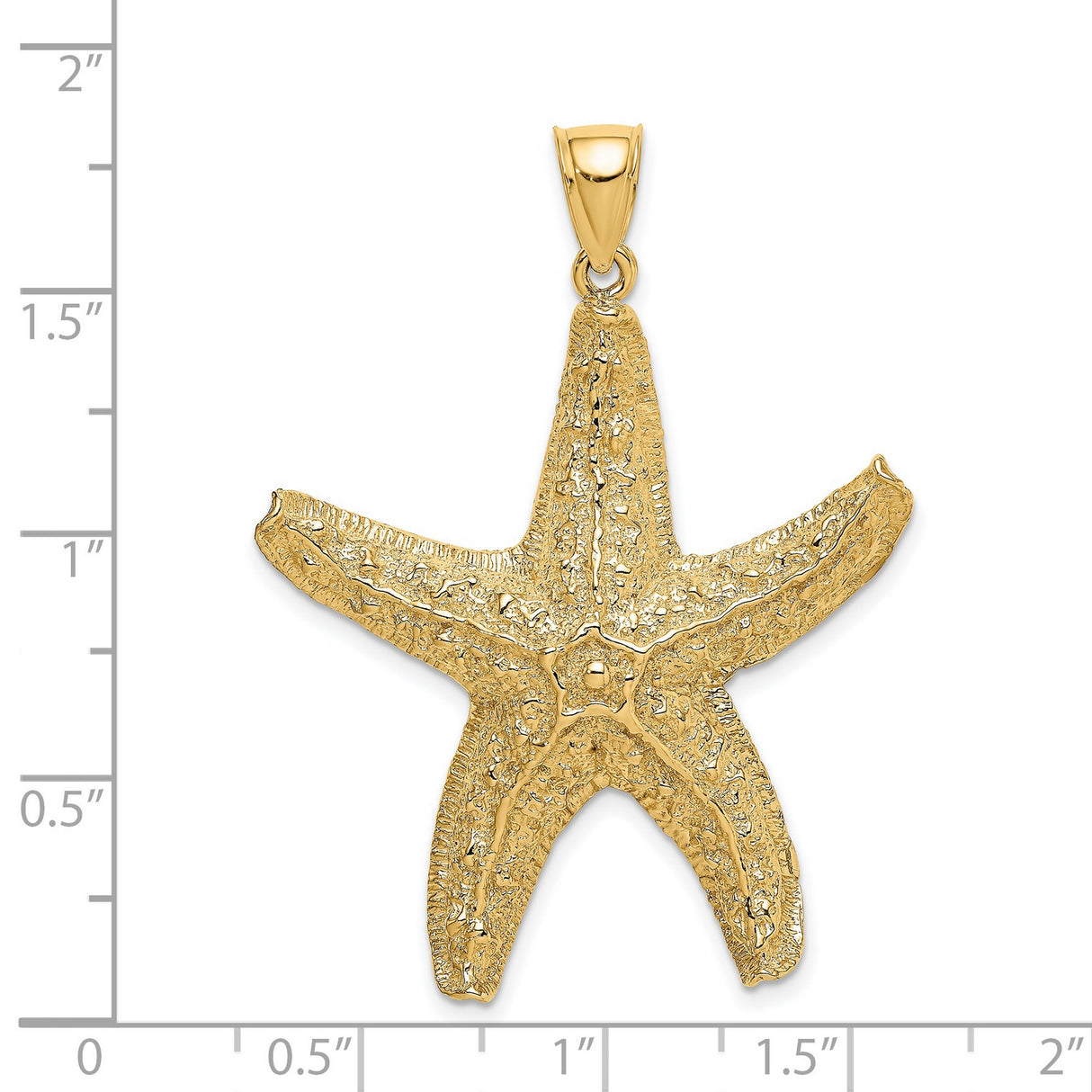 14k Yellow Gold Starfish Pendant, Textured Nautical Design, Ocean Motif for Women