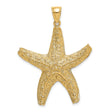 14k Yellow Gold Starfish Pendant, Textured Nautical Design, Ocean Motif for Women