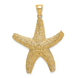 14k Yellow Gold Starfish Pendant, Textured Nautical Design, Ocean Motif for Women