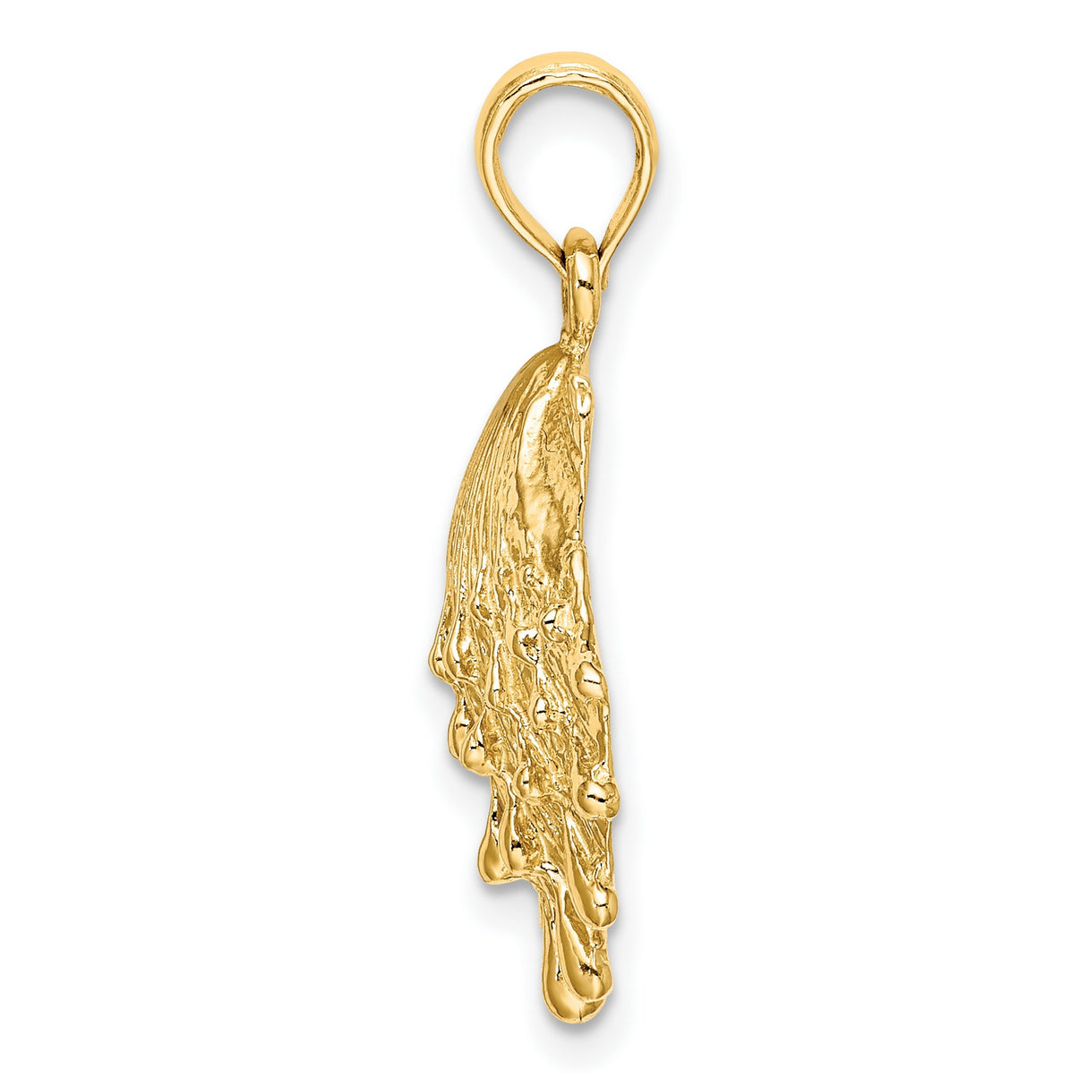 14k Yellow Gold Scallop Shell Pendant, Camino de Santiago Symbol, Christian Faith Charm