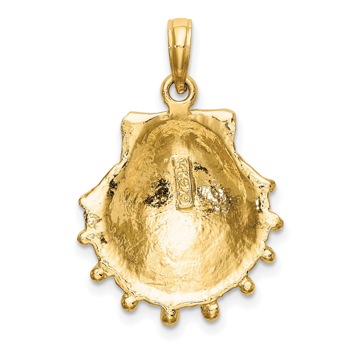 14k Yellow Gold Scallop Shell Pendant, Camino de Santiago Symbol, Christian Faith Charm