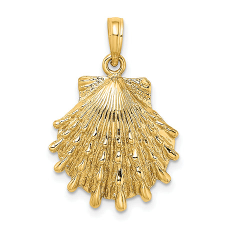 14k Yellow Gold Scallop Shell Pendant, Camino de Santiago Symbol, Christian Faith Charm