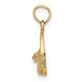 Nantucket Basket Charm Pendant in Real 14k Yellow Gold