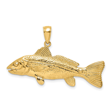 3-D Red Fish Charm Pendant in Real 14k Yellow Gold