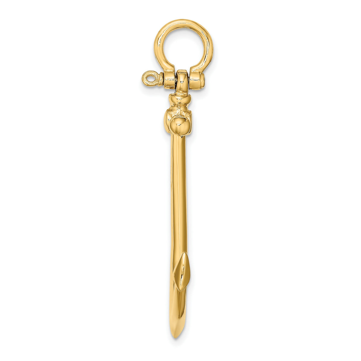 14k Yellow Gold Anchor Pendant, Nautical Christian Maritime Symbol for Men or Women