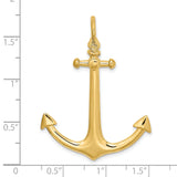 14k Yellow Gold Anchor Pendant, Nautical Christian Maritime Symbol for Men or Women