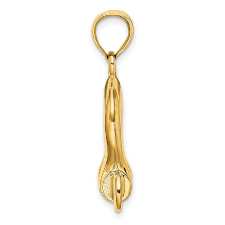 14k Yellow Gold D-Shackle Pendant, Nautical Inspired Rugged Industrial Design for Men