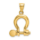 14k Yellow Gold D-Shackle Pendant, Nautical Inspired Rugged Industrial Design for Men