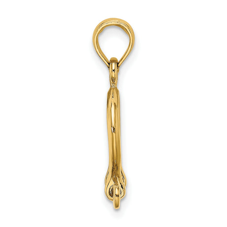14k Yellow Gold Shackle Pendant, Nautical Bow Shackle Design, Unisex Maritime Charm