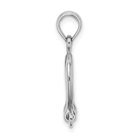 14k White Gold Shackle Pendant, High Polish Industrial Nautical Style for Men or Unisex Wear