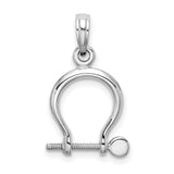 14k White Gold Shackle Pendant, High Polish Industrial Nautical Style for Men or Unisex Wear