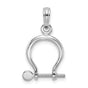 14k White Gold Shackle Pendant, High Polish Industrial Nautical Style for Men or Unisex Wear
