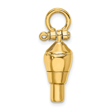 3-D Swivel Shackle Bail Charm Pendant in Real 14k Yellow Gold