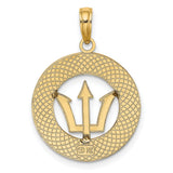 14k Yellow Gold Barbados Trident Pendant, Cultural Symbol Medallion for Men and Women