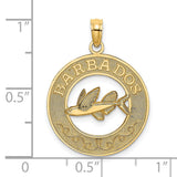 14k Yellow Gold Barbados Flying Fish Pendant, Round Island Charm, Caribbean Heritage Jewelry