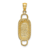 14k Yellow Gold Offering Plate Pendant with Woven Basket Texture, Religious Charm