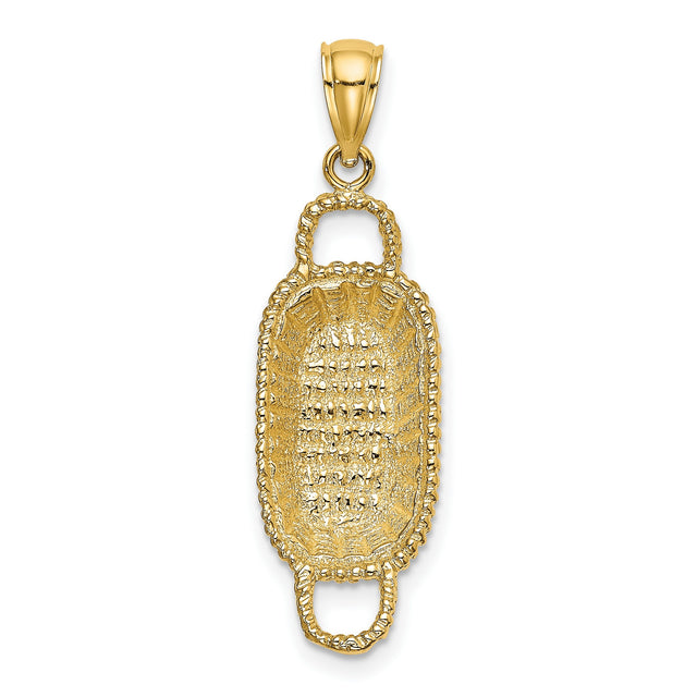 14k Yellow Gold Offering Plate Pendant with Woven Basket Texture, Religious Charm