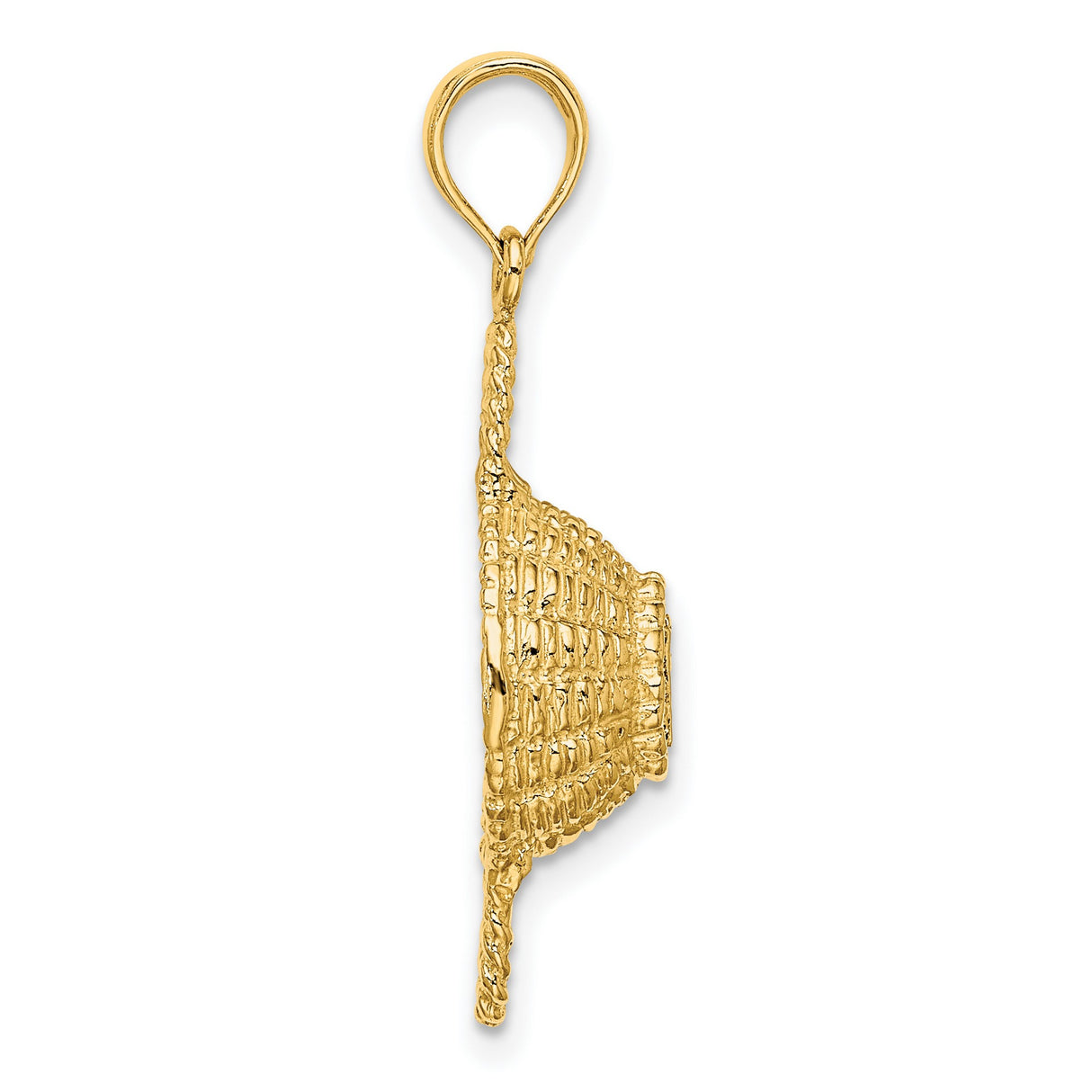 14k Yellow Gold Pendant with Textured Woven Design, Round Greek Motif Medallion Charm