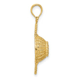 14k Yellow Gold Pendant with Textured Woven Design, Round Greek Motif Medallion Charm