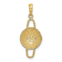 14k Yellow Gold Pendant with Textured Woven Design, Round Greek Motif Medallion Charm
