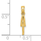 14k Yellow Gold Baseball Bat Pendant, Realistic Sports Jewelry for Men or Unisex Wear
