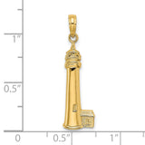 14k Yellow Gold Lighthouse Pendant, Nautical Charm Symbolizing Guidance and Protection