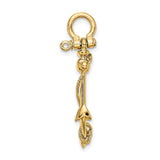 14k Yellow Gold Anchor Pendant with Rope Design, Nautical Christian Symbol for Men or Women