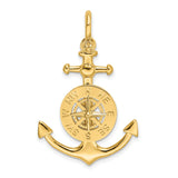 14k Yellow Gold Anchor and Compass Pendant, Nautical Maritime Theme for Men