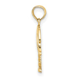 14k Yellow Gold Palm Tree Pendant, Tropical Island Charm for Women or Unisex Wear