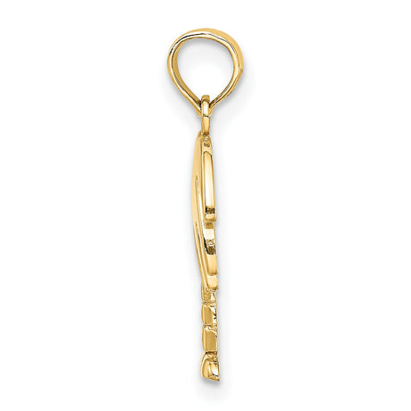 14k Yellow Gold Palm Tree Pendant, Tropical Island Charm for Women or Unisex Wear