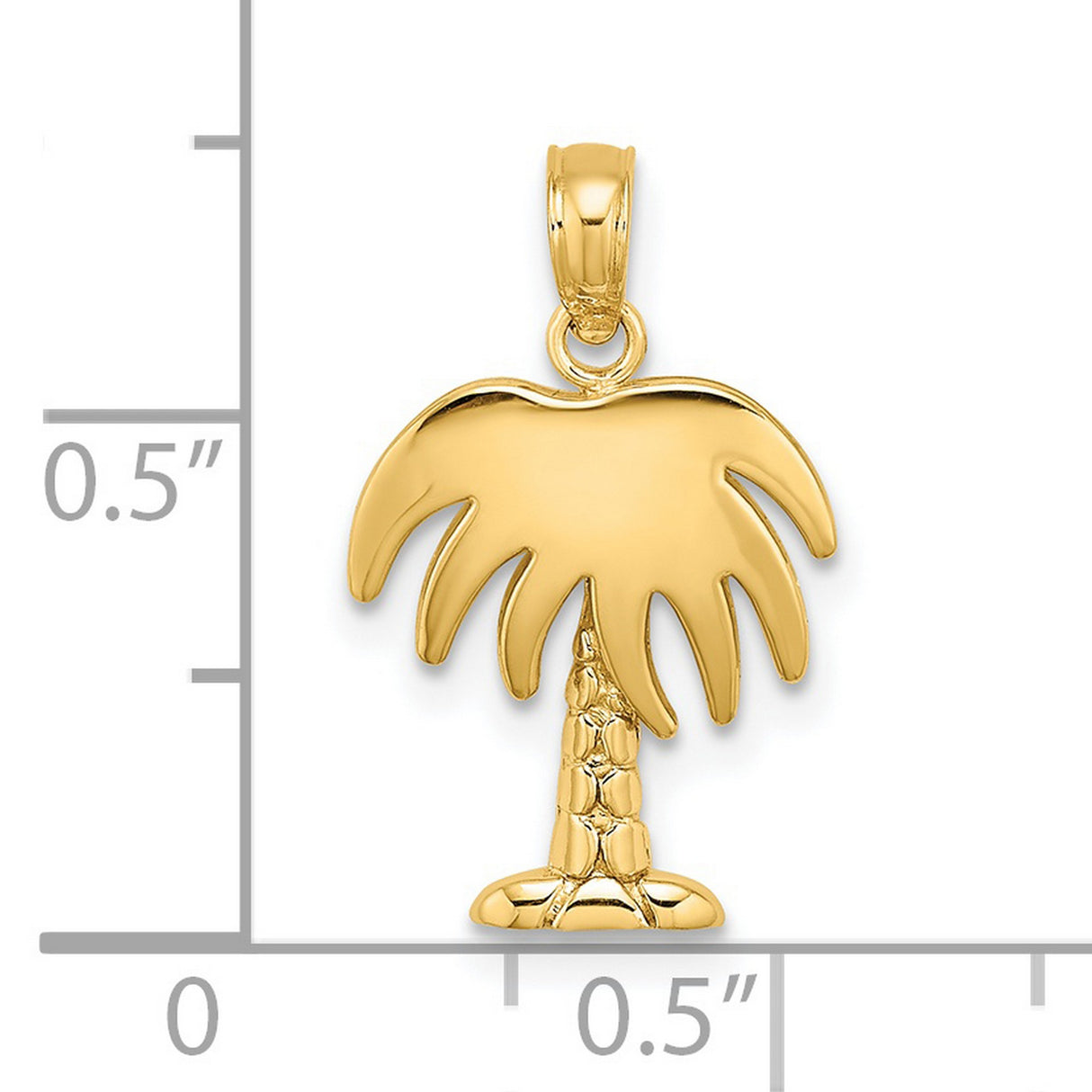 14k Yellow Gold Palm Tree Pendant, Tropical Island Charm for Women or Unisex Wear