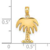 14k Yellow Gold Palm Tree Pendant, Tropical Island Charm for Women or Unisex Wear