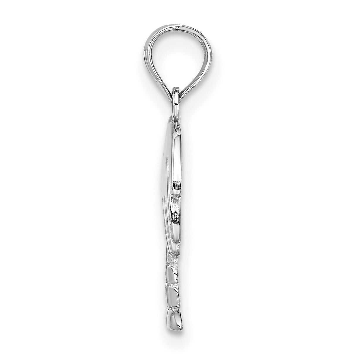 14k White Gold Palm Tree Pendant with Textured Trunk and Polished Finish