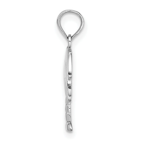 14k White Gold Palm Tree Pendant with Textured Trunk and Polished Finish