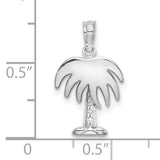 14k White Gold Palm Tree Pendant with Textured Trunk and Polished Finish