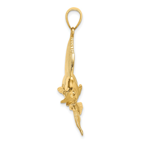 14k Yellow Gold Sailfish Pendant, Nautical Marine Life Jewelry for Men or Unisex