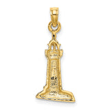 14k Yellow Gold Lighthouse Pendant, Coastal Nautical Charm Symbolizing Guidance and Strength