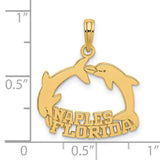 14k Yellow Gold Dolphin Pendant with Two Dolphins Forming Circle, Coastal Ocean Charm