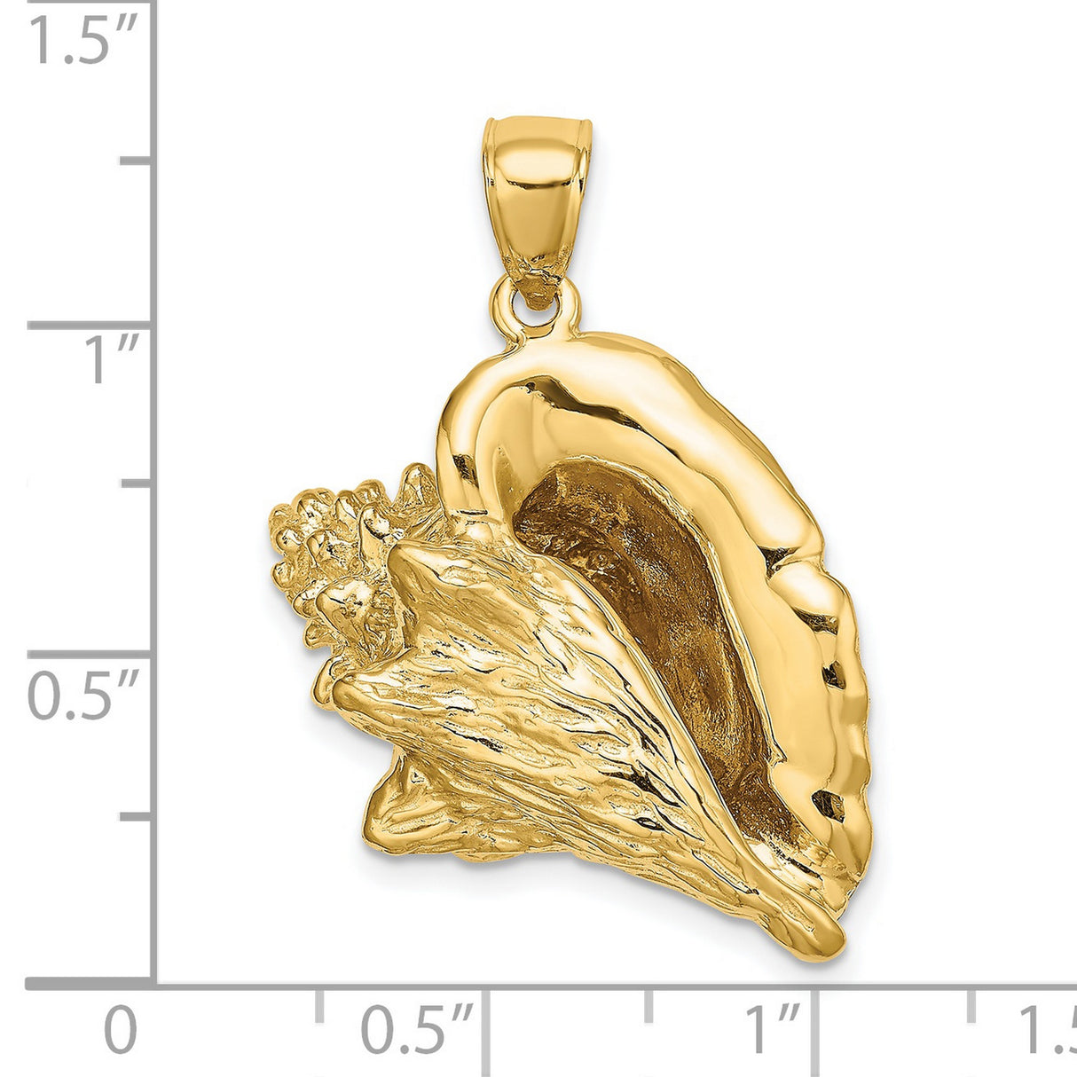 14k Yellow Gold Conch Shell Pendant, Detailed Ocean Charm, Nautical Beach Jewelry for Women or Unisex
