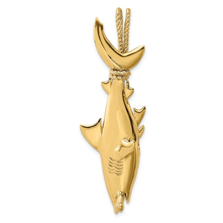 14k Yellow Gold Hammerhead Shark Pendant, Nautical Marine Animal Charm for Men or Unisex