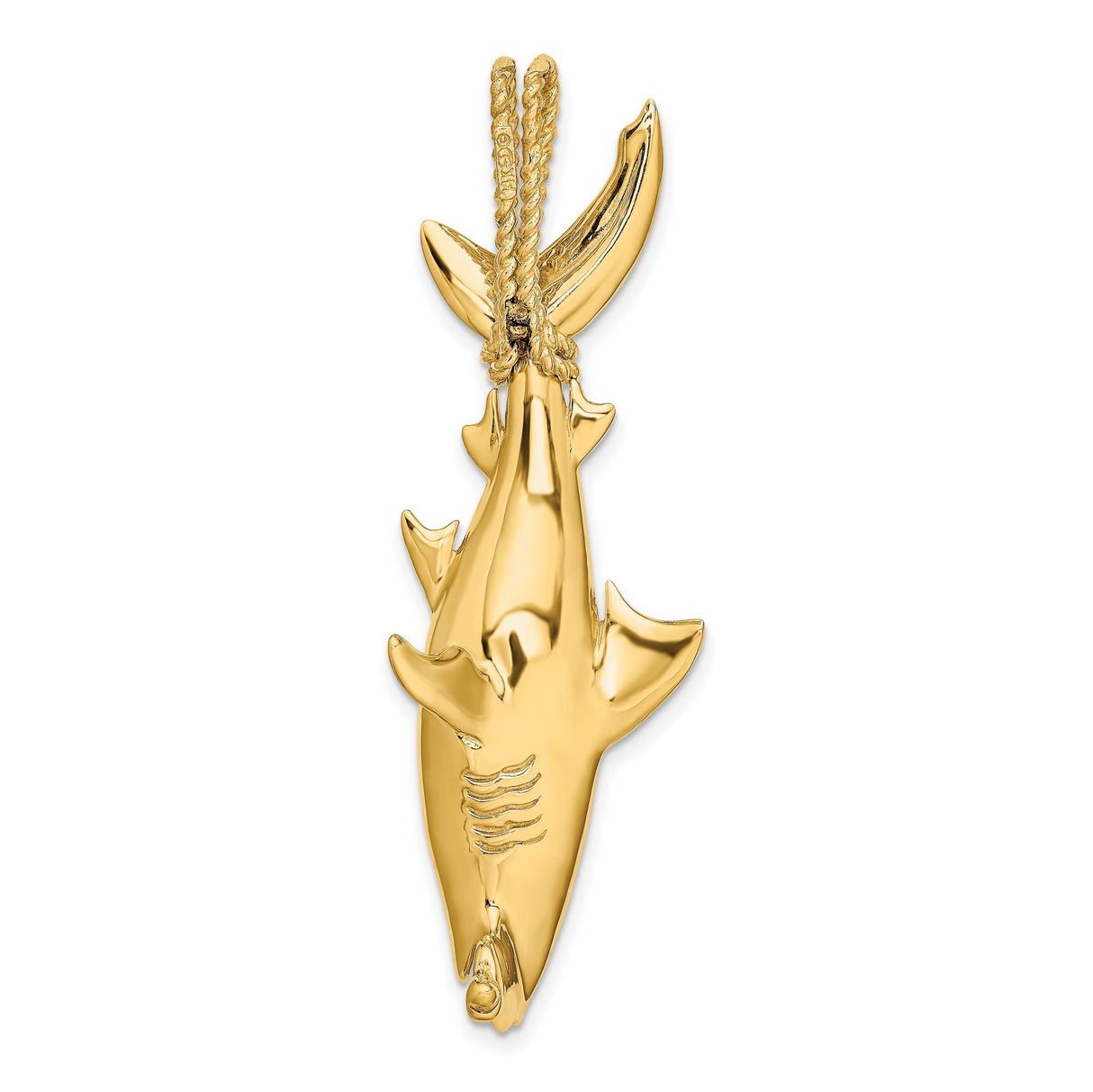 14k Yellow Gold Hammerhead Shark Pendant, Nautical Marine Animal Charm for Men or Unisex