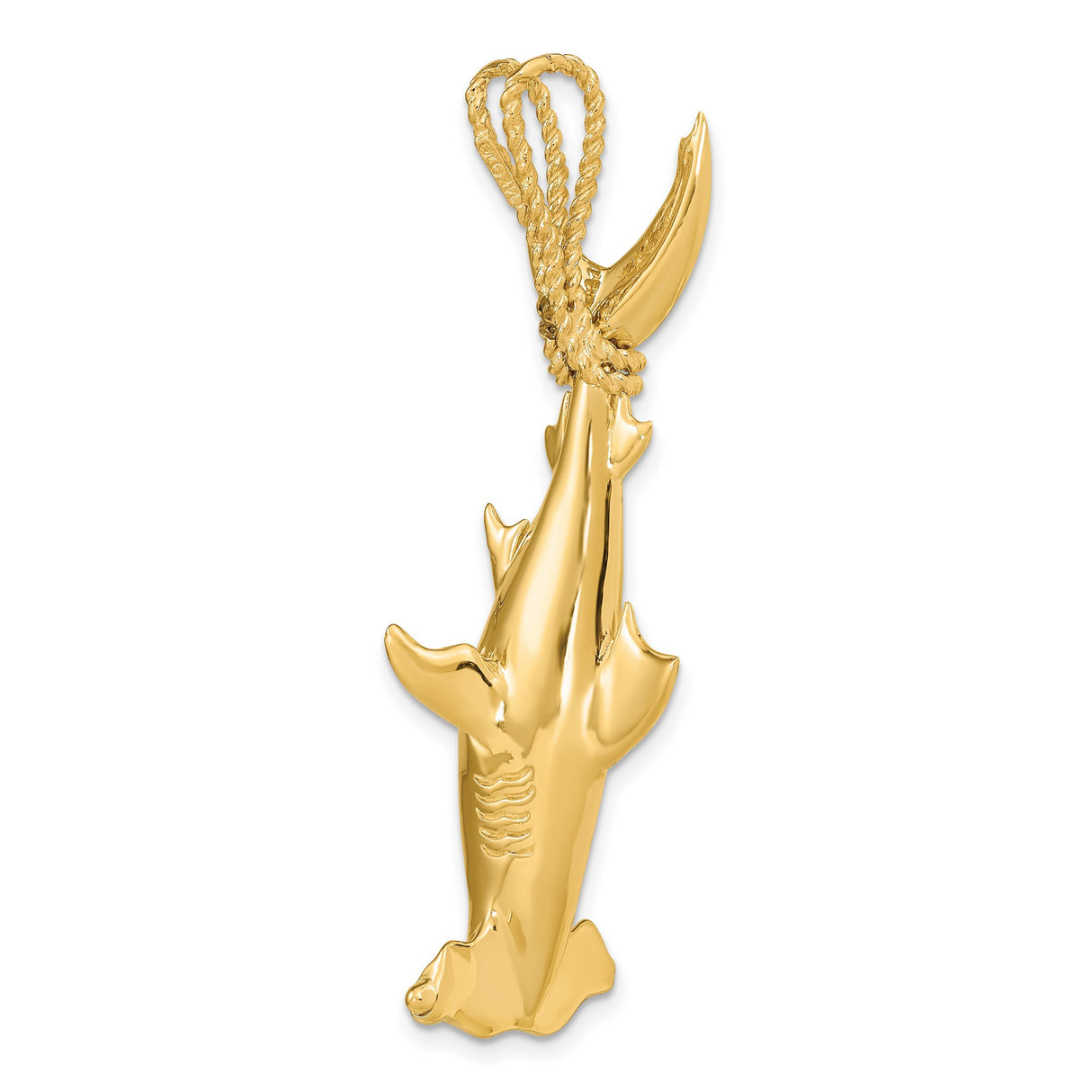 14k Yellow Gold Hammerhead Shark Pendant, Nautical Marine Animal Charm for Men or Unisex