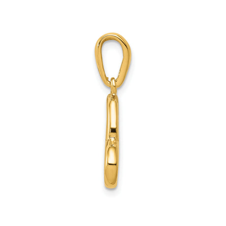 14k Yellow Gold Heart Pendant, Open Polished Heart Charm, Minimalist Romantic Jewelry for Women