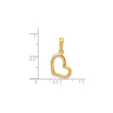 14k Yellow Gold Heart Pendant, Open Polished Heart Charm, Minimalist Romantic Jewelry for Women